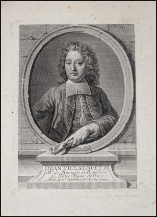 [Music & Dance of the French Court] Lalouette, Jean-Francois. (1651–1728) 18th Century Portrait Engraving