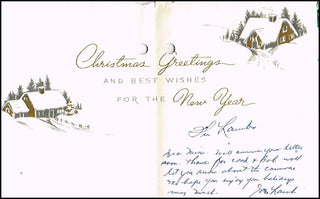 [Ragtime] Lamb, Joseph F. (1887 - 1960) Signed Christmas Card