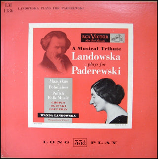 Landowska, Wanda. (1879–1959) Signed LP Record, "Landowska plays for Paderewski."