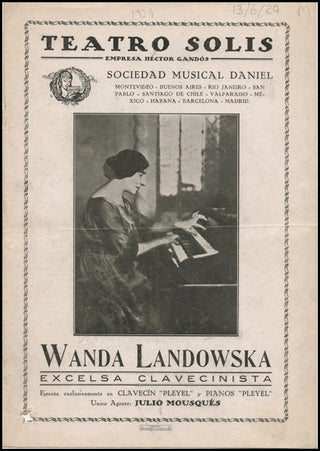 Landowska, Wanda. (1879–1959) Early Original Program