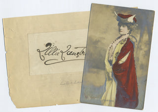 Langtry, Lillie. (1853–1929) Autograph Signature and Handcolored Postcard Photograph