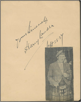 Lauder, Sir Harry. (1870-1950) Autograph and Sheet Music.