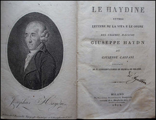 [Haydn, Joseph. (1732–1809)] [Toscanini, Arturo. (1867–1957)] Carpani, Giuseppe. (1751–1825) "LE HAYDINE OVVERO LETTERE SU LA VITA E LE OPERE DEL CELEBRE MAESTRO GIUSEPPE HAYDN" - Toscanini's Copy