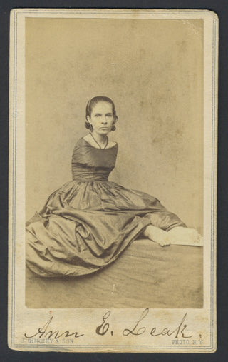 Leak, Ann E. (1839–?) Original CDV Photograph, Signed with her Toes!