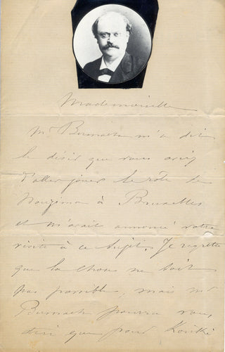 Lecocq, Charles. (1832 - 1918) Autograph Letter about "Kosiki"