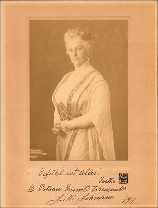 Lehmann, Lilli. (1848-1929) Signed Photograph with Goethe Quote