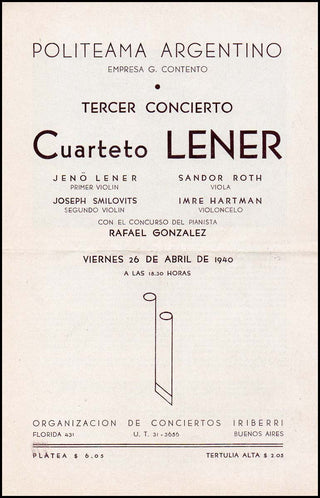 [String Quartets] Léner String Quartet (1918-1933) Original 1940 Program