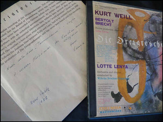 [Weill, Kurt. (1900–1950)] Lenya, Lotte. (1898–1981) Die Dreigroschenoper - SIGNED WITH CHRISTMAS WISHES