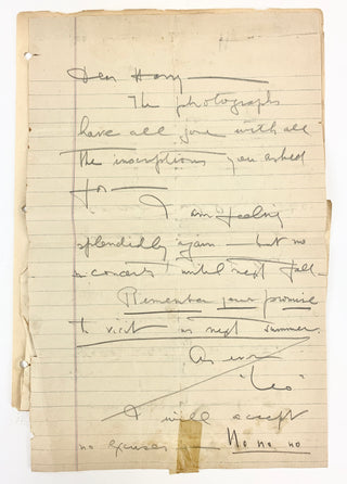 Ornstein, Leo. (1895–2002) Correspondence Archive to Harry Brunswick Loeb