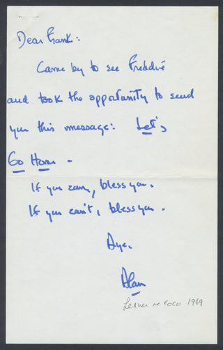 Lerner, Alan Jay. (1918–1986) Two Autograph Letters about "Coco" possibly to Frank Sinatra