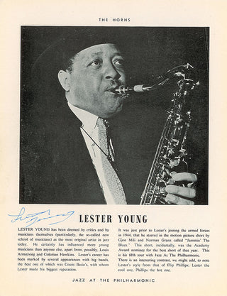 [Jazz & Song] Young, Lester. (1909 - 1959) & Shavers, Charlie. (1920 - 1971) Signed Photograph