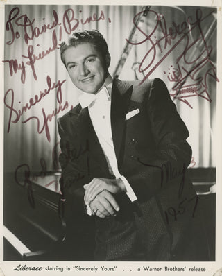 Liberace [Wladziu Valentino Liberace]. (1919–1987) Signed Photograph to the Lighting Designer at the Palace Theatre