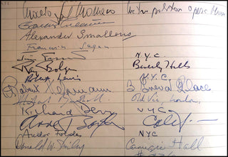 [Autographs] [Guest Book] Hemingway, Ernest. (1899–1961) & Barber, Samuel. (1910–1981) & Givenchy, Hubert de. (1927–2018) & Graham, Martha. (1894–1991) & Ferber, Edna. (1885–1968) etc. Incredible 1950s Guest Book for the Liberty Music Shop