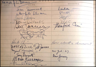 [Autographs] [Guest Book] Hemingway, Ernest. (1899–1961) & Barber, Samuel. (1910–1981) & Givenchy, Hubert de. (1927–2018) & Graham, Martha. (1894–1991) & Ferber, Edna. (1885–1968) etc. Incredible 1950s Guest Book for the Liberty Music Shop