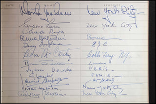 [Autographs] [Guest Book] Hemingway, Ernest. (1899–1961) & Barber, Samuel. (1910–1981) & Givenchy, Hubert de. (1927–2018) & Graham, Martha. (1894–1991) & Ferber, Edna. (1885–1968) etc. Incredible 1950s Guest Book for the Liberty Music Shop