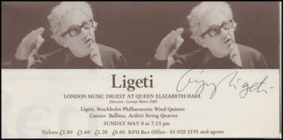 Ligeti, Gyorgy. (1923–2006) Signed Program