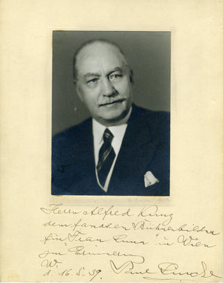 Lincke, Paul. (1866-1946) [Kunz, Alfred. (1894-1961)] Signed Photograph to Alfred Kunz