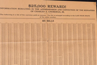 [Lindbergh, Charles. (1902–1974)] "Lindbergh Kidnapping, $25,000 reward" - Original Poster