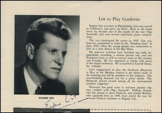 List, Eugene. (1918 - 1985) Signed Photograph