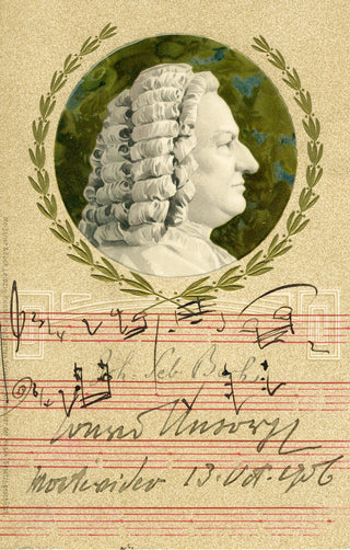 [Liszt, Franz. (1811–1886)] Ansorge, Conrad. (1862–1930) Autograph Musical Quotation on a Bach Postcard