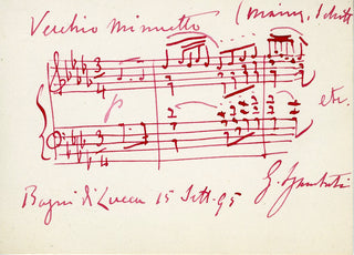 [Liszt, Franz. (1811–1886)] Sgambati, Giovanni. (1814–1914) Vecchio Minuetto - Autograph Musical Quotation