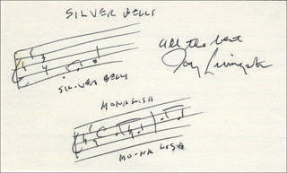 Livingston, Jay. (1915 - 2001) Autograph Musical Quotations, "Silver Bells" & "Mona Lisa."