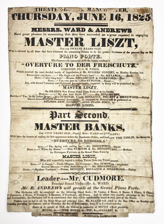 Liszt, Franz. (1811–1886) Original 1825 Program of the young "Master Liszt."