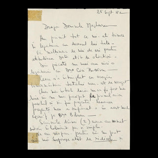 Bobesco, Lola. (1921–2003) Autograph Letter Signed to Colonel George Magherescu written on the occasion of her father's death.