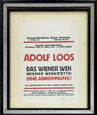 Loos, Adolf. (1870–1956) Das Wiener Weh - 1927 Handbill