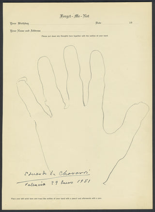 López-Chávarri, Eduardo. (1871–1970) Signed Hand Tracing