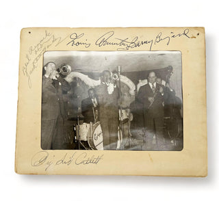 Armstrong, Louis. (1901–1971) & Bigard, Barney. (1906–1980) & Catlett, Sidney "Big Sid." (1910–1951) & Teagarden, Jack. (1905–1964) Signed Photograph, 1947