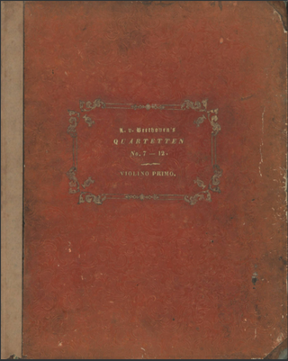 Beethoven, Ludwig van. (1770–1827) [Op. 59, 74, 95, 127] Sammelband of String Quartets Nos. 7—12, including First Editions of Op. 127 and 74