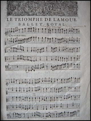 Lully, Jean Baptiste. (1632–1687) LE TRIOMPHE DE L'AMOUR, with Lully's Autograph Paraph