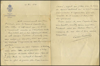 Lumiere, Louis. (1864 - 1948) Autograph Letter to Gabriel-Jean-Francois Baixe