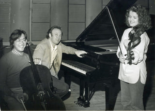 Ma, Yo-Yo. (b. 1955) & Mutter, Anne-Sophie. (b. 1963) & Zeltser, Mark. (b. 1947) Original Press Photograph