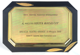 Magaloff, Nikita. (1912–1992) Commemorative Plaque from the 1986 Festival Pianistico Internazionale