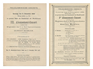 Mahler, Gustav. (1860-1911) Concert Broadside and Program, 3 December, 1899