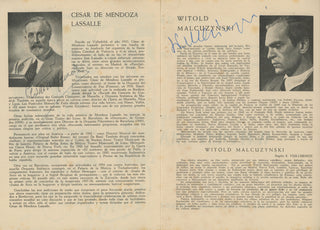 Malcuzynski, Witold. (1914–1977) & Mendoza Lassalle, Cesar de. (1910–?) Signed Concert Program