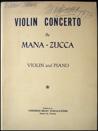 Zucca, Mana. (1885-1981) Violin Concerto. SIGNED.