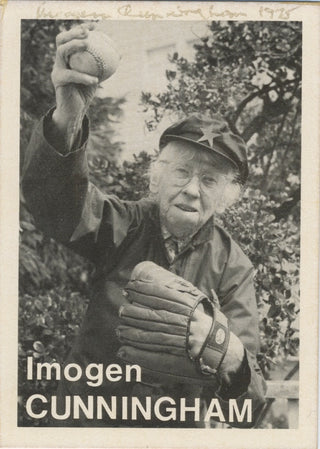 [Mandel, Mike. (b. 1950)] Cunningham, Imogen. (1883–1976) & Adams, Ansel. (1902–1984) & Welpott, Jack. (1923–2007) &Newhall, Beaumont. (1908–1993) & Mann, Margery. & Dater, Judy. (b. 1941) Group of Six SIGNED Photographer Baseball Cards