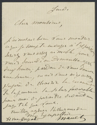 Manet, Edouard. (1832-1883) Autograph Letter