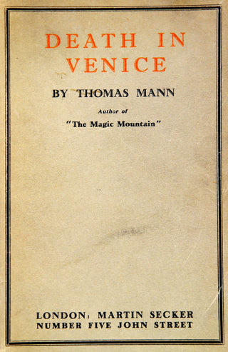 [Literature & Art] Mann, Thomas. (1875-1955) Death In Venice - SIGNED FIRST EDITION