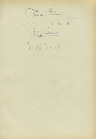 Mann, Thomas. (1875–1955) & Davis, Bette. (1908–1989) & Durant, Will. (1885–1981) Autograph Signatures