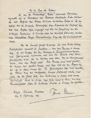 Mann, Thomas. (1875–1955) Facsimile Autograph Letter Signed, about Relief for German Jews