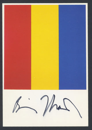 Marden, Brice. (b. 1938) "Red Yellow Blue Painting #1" - Signed Postcard