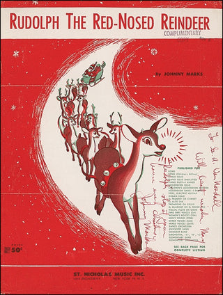 Marks, Johnny. (1909-1985) "Rudolph the Red-Nosed Reindeer," SIGNED Sheet Music