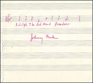 [Holiday] Marks, Johnny. (1909-1985) Autograph Musical Quotation, "Rudolph the Red-Nosed Reindeer."