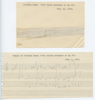 Martinu, Bohuslav. (1890–1959) Group of Letters and Autograph Musical Quotations