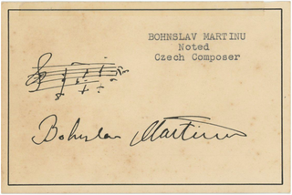 Martinu, Bohuslav. (1890-1959) Autograph Musical Quotation