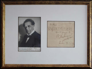 Mascagni, Pietro. (1863-1945) Signed Photograph and Autograph Musical Quotation, "Cavalleria Rusticana."